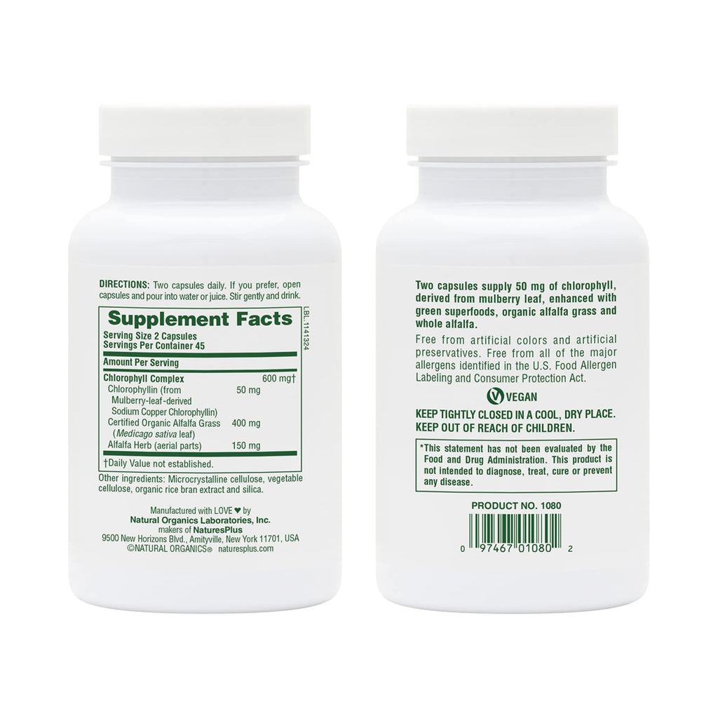 Natures Plus Chlorophyll Complex - 90 Vegan Capsules | General Well-Being