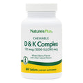 Natures Plus D & K Complex - 60 Mixed Berry Chewables | Supports Calcium Metabolism