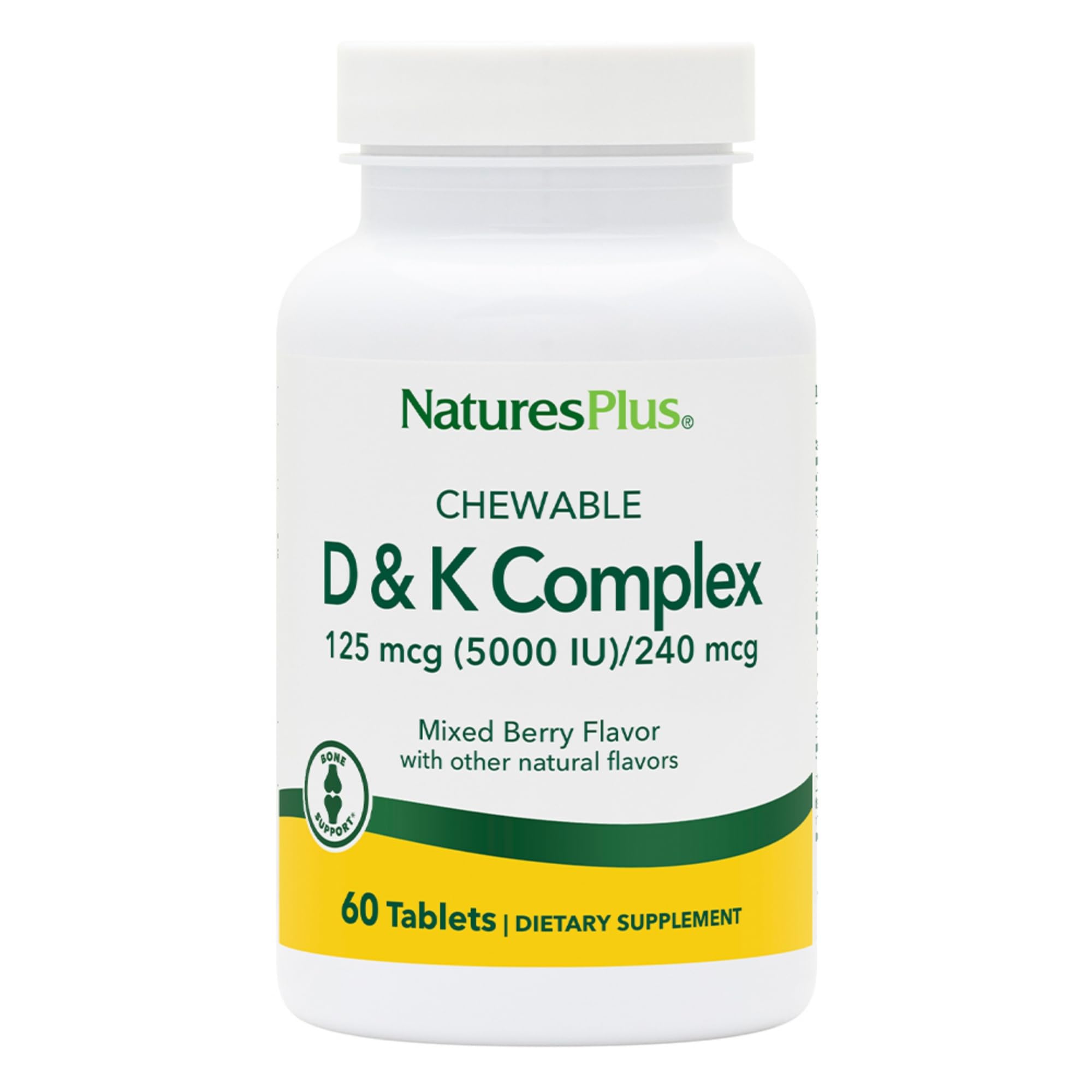 Natures Plus D & K Complex - 60 Mixed Berry Chewables | Supports Calcium Metabolism