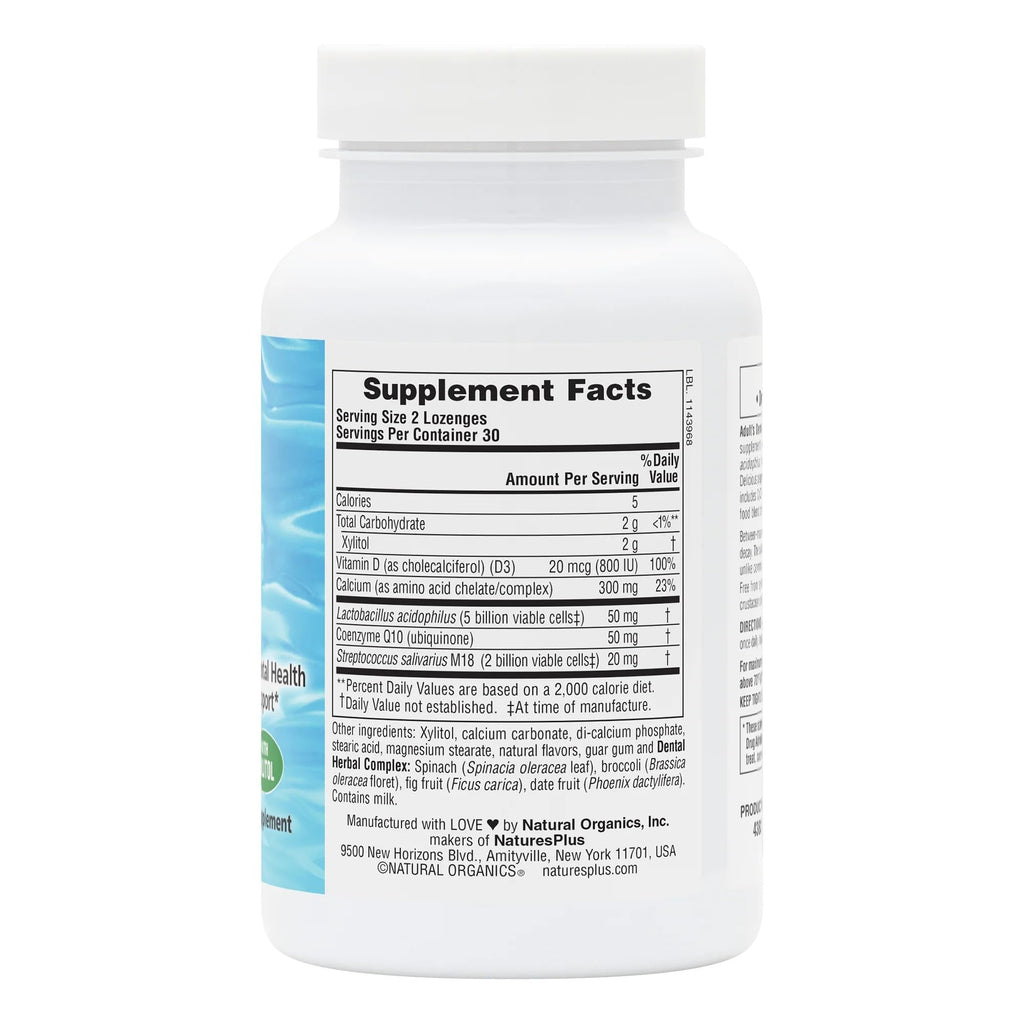 Natures Plus Adults Dental Care Probiotic – Teeth & Gum Health Peppermint Lozenges (60 Count)