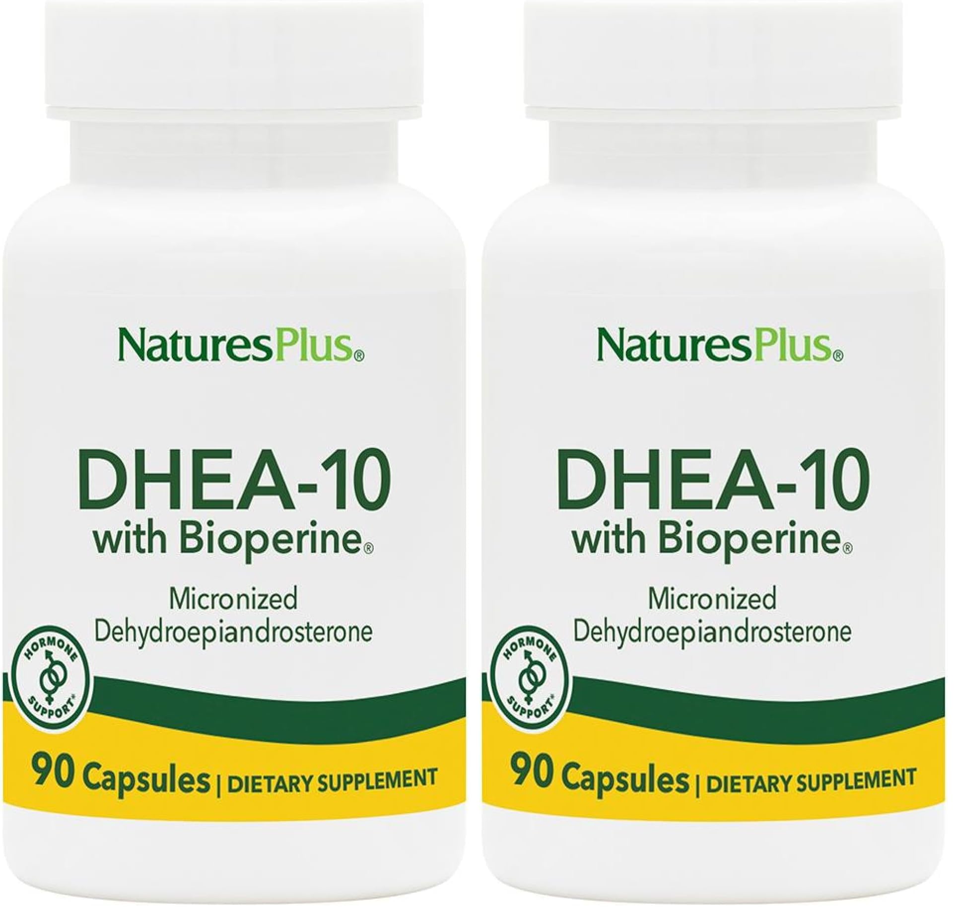 Natures Plus DHEA 10 with Bioperine – 10 mg, 90 Vegetarian Capsules (Gluten-Free) – 2-Pack