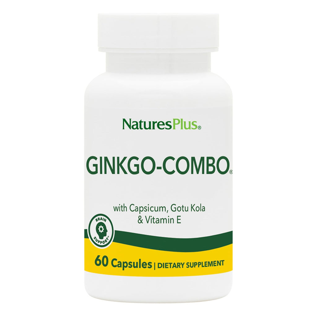 Natures Plus Gingko-Combo - 120 mg, 60 Vegan Capsules | Ginkgo Biloba, Vegetarian & Gluten-Free - 60 Servings