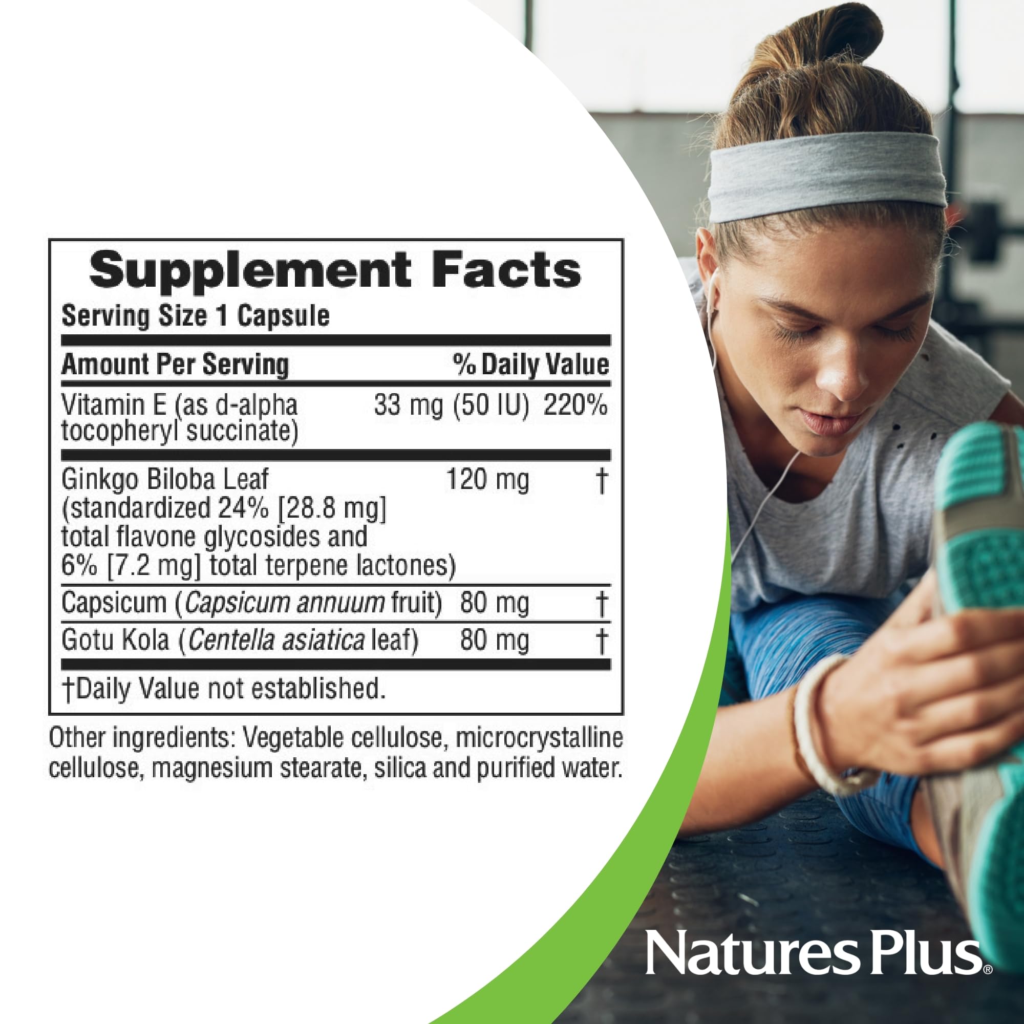 Natures Plus Gingko-Combo - 120 mg, 60 Vegan Capsules | Ginkgo Biloba, Vegetarian & Gluten-Free - 60 Servings