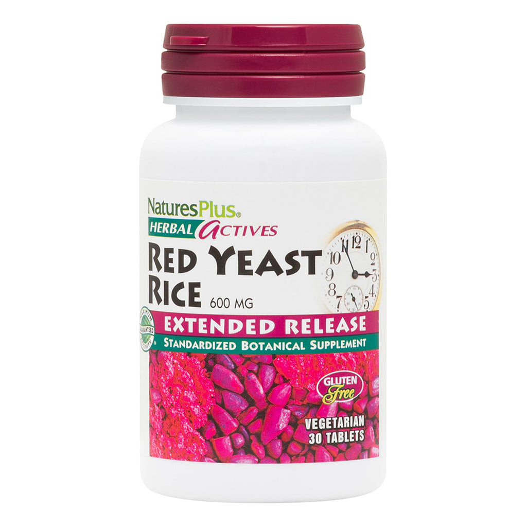 Natures Plus Herbal Actives Red Yeast Rice - 600mg Extended Release, 30 Vegan Tablets - Vegetarian, Gluten-Free