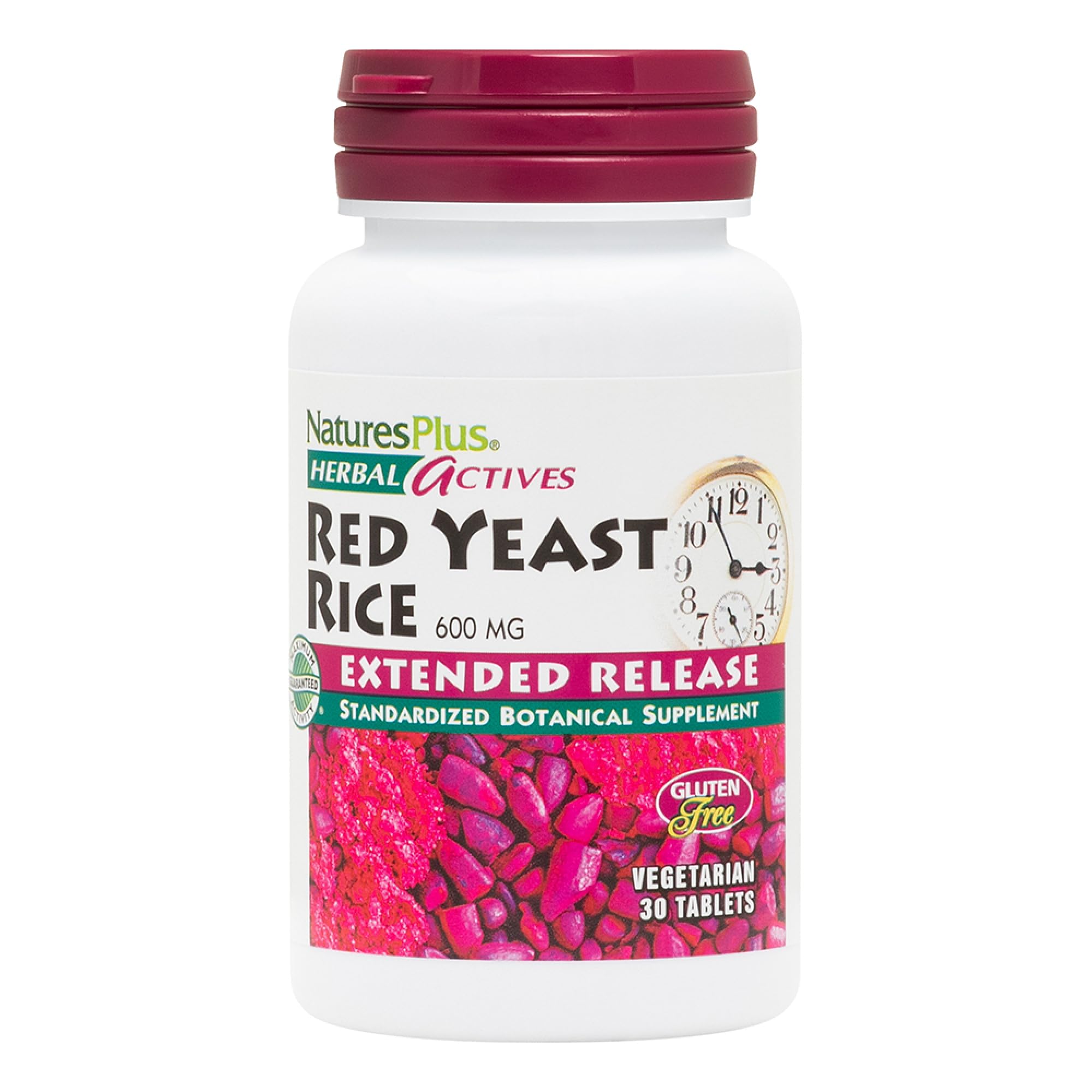 Natures Plus Herbal Actives Red Yeast Rice - 600mg Extended Release, 30 Vegan Tablets - Vegetarian, Gluten-Free