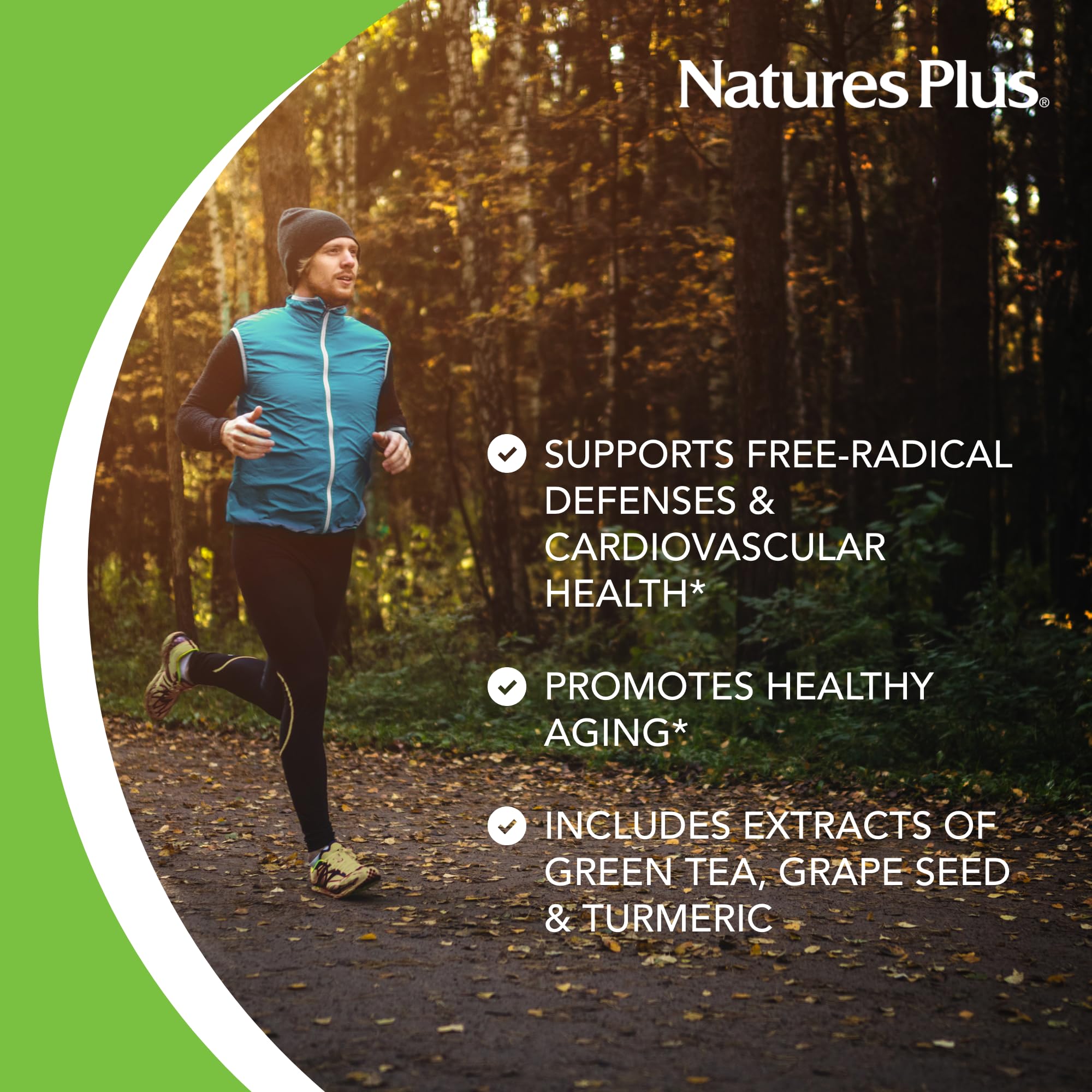 Natures Plus Herbal Actives Resveratrol, Extended Release - 125 mg | 60 Vegetarian Tablets - Gluten-Free