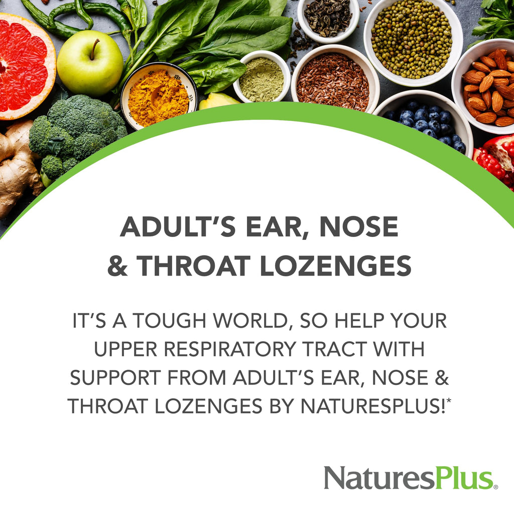 Natures Plus Ear Nose Throat Lozenges with K12 Probiotics - 60 Count - Gluten Free - 30 Servings