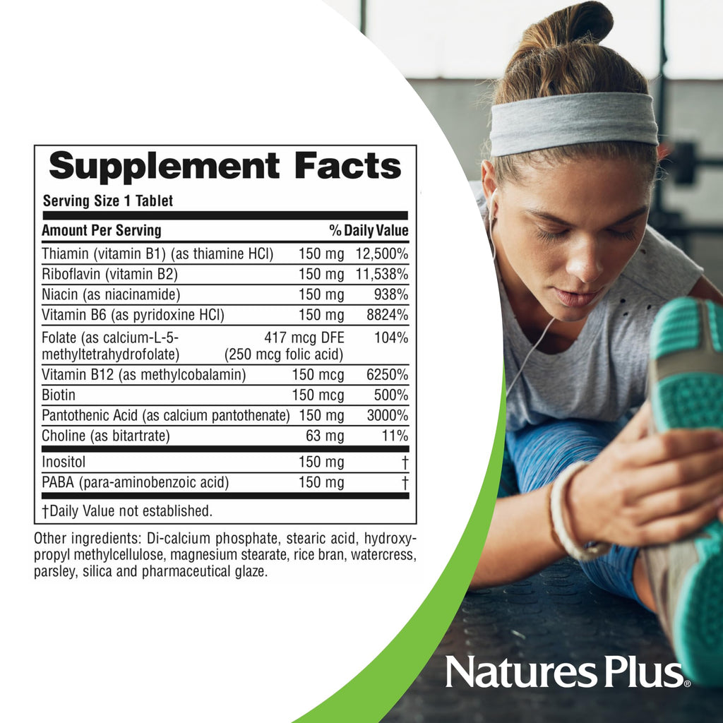 NaturesPlus Mega B-150 Complex | 90 Sustained-Release Vegetarian Tablets | Gluten Free B-Complex Vitamin Supplement