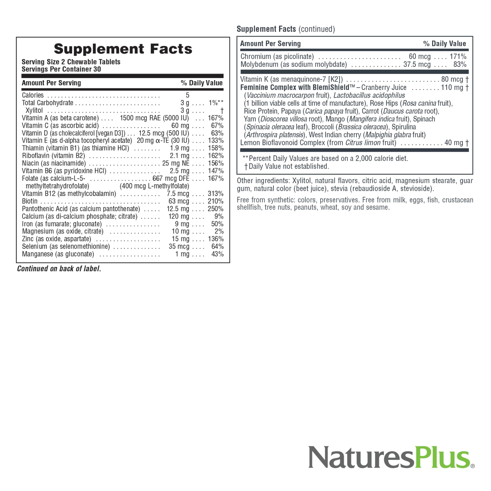 Natures Plus Power Teen for Her Chewable - Wild Berry | 60 Tablets | Multivitamin for Teens