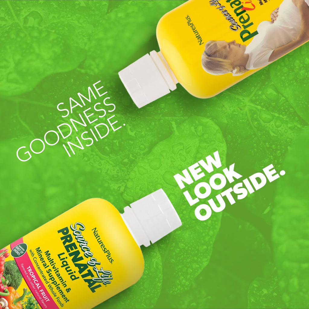 Natures Plus Source of Life Prenatal Liquid - Tropical Fruit (30 oz) | Prenatal Multivitamin