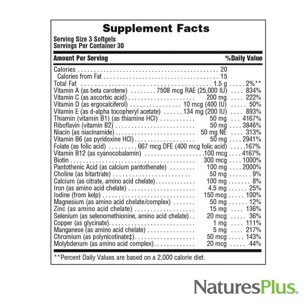 Natures Plus Regeneration Multivitamin - 90 Softgels | Potent Botanical Extracts, Minerals & Antioxidants | Gluten Free | 30 Servings