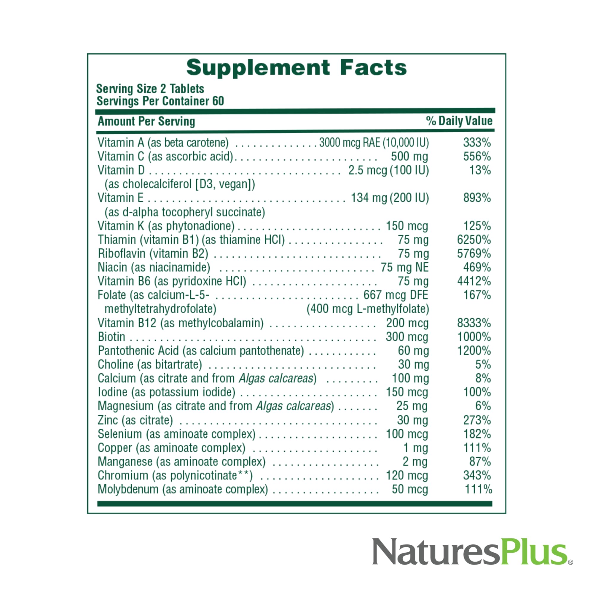 Natures Plus Source of Life Men Multivitamin - 60 Veg Tablets | Whole Food, Gluten Free
