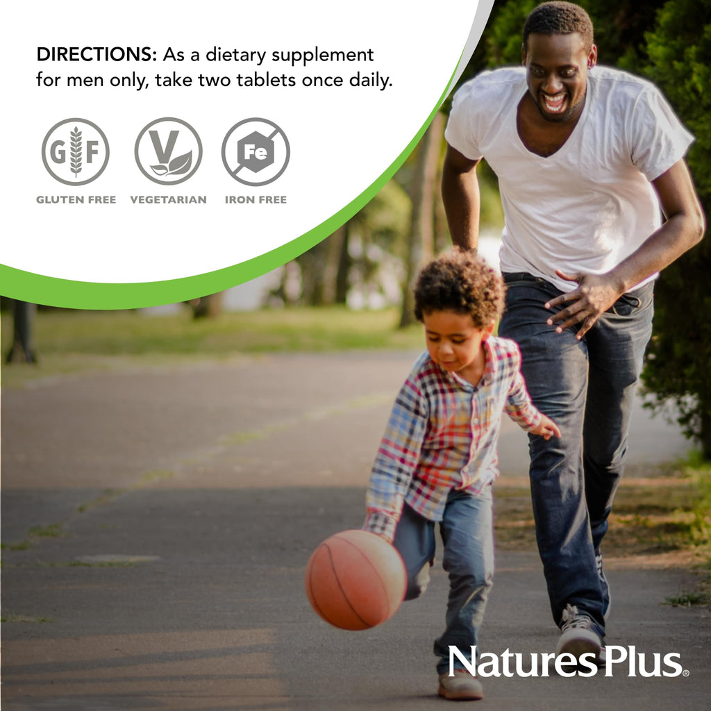 Natures Plus Source of Life Men Multivitamin - 60 Veg Tablets | Whole Food, Gluten Free