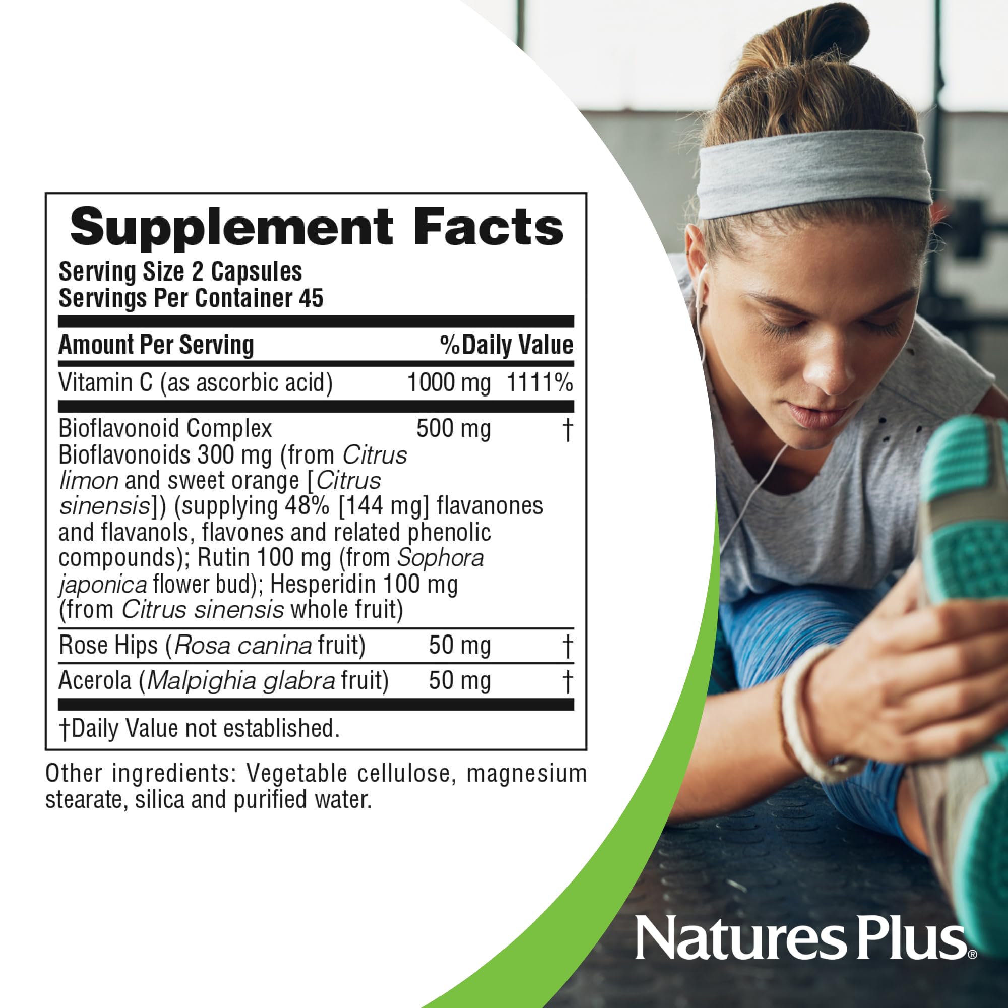 Natures Plus Super C Complex – 1000 mg Vitamin C, 90 Vegetarian Capsules – Gluten-Free, High Potency Antioxidant, 45 Servings