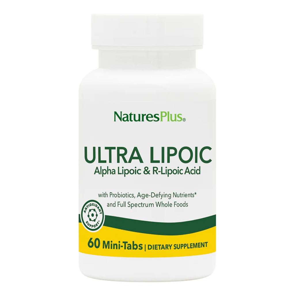 Natures Plus Ultra Lipoic - 60 Bi-Layered Mini-Tabs | Free Radical Defense, Probiotics & Whole Food Concentrates | Gluten Free | 30 Servings
