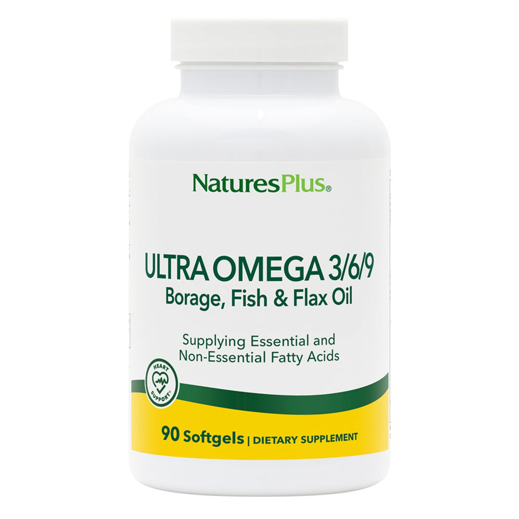 Natures Plus Ultra Omega 3-6-9 1200 mg – 90 Softgels | Borage, Fish & Flax Oil, Gluten-Free