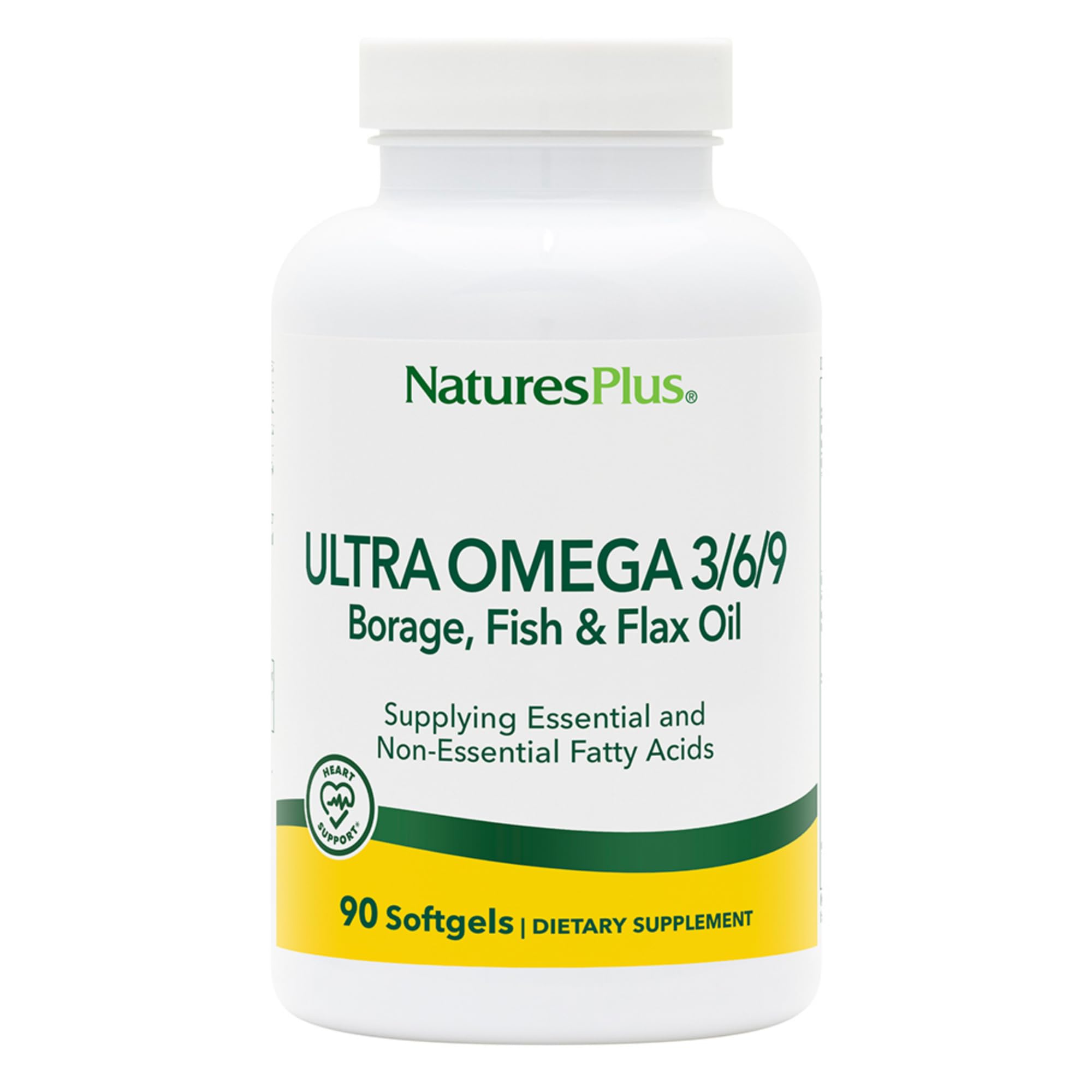 Natures Plus Ultra Omega 3-6-9 1200 mg – 90 Softgels | Borage, Fish & Flax Oil, Gluten-Free