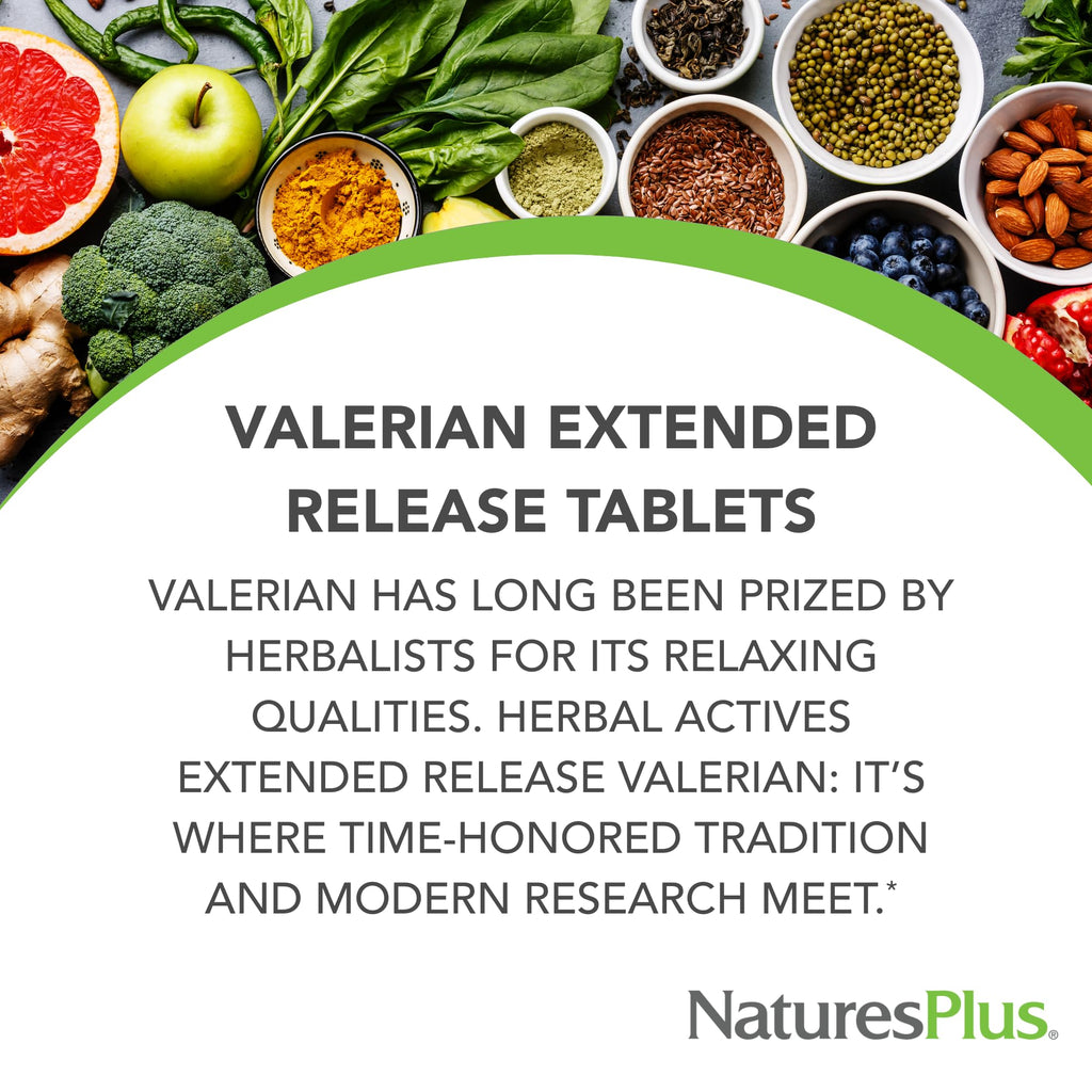 Natures Plus Herbal Actives Valerian Extended Release Tablets – 600 mg, 30 Vegan Tablets