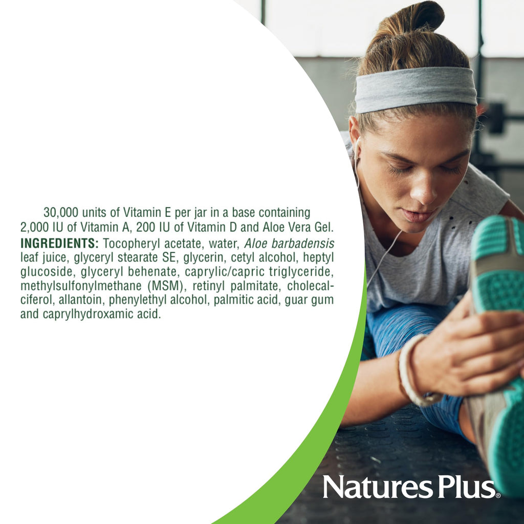 Natures Plus Vitamin E Cream – 30,000 IU, 2.2 oz | Moisturizes Dry Skin | Vegan & Paraben-Free