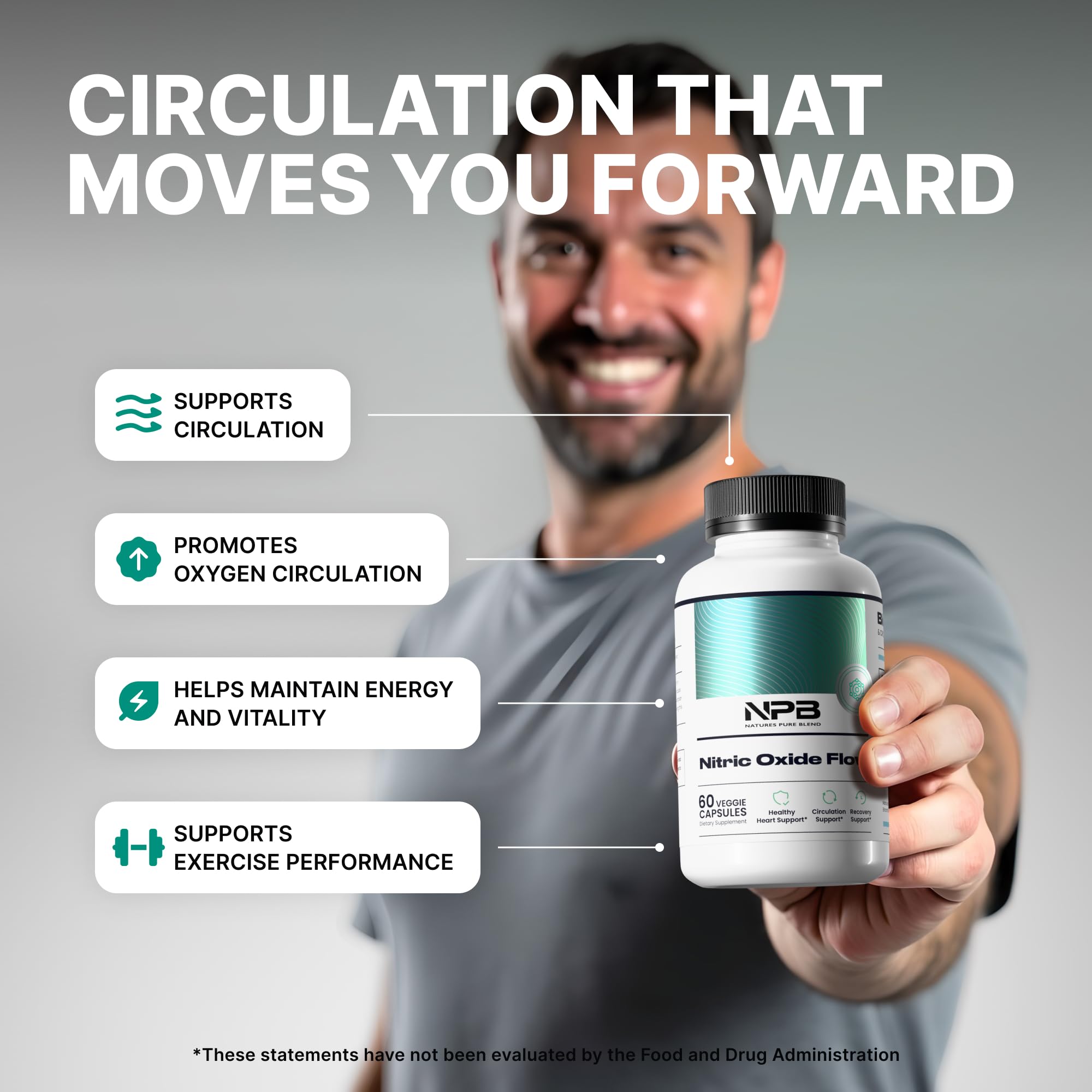 Nature's Pure Blend Nitric Oxide for Men – L-Arginine & L-Citrulline, Circulation & Endurance