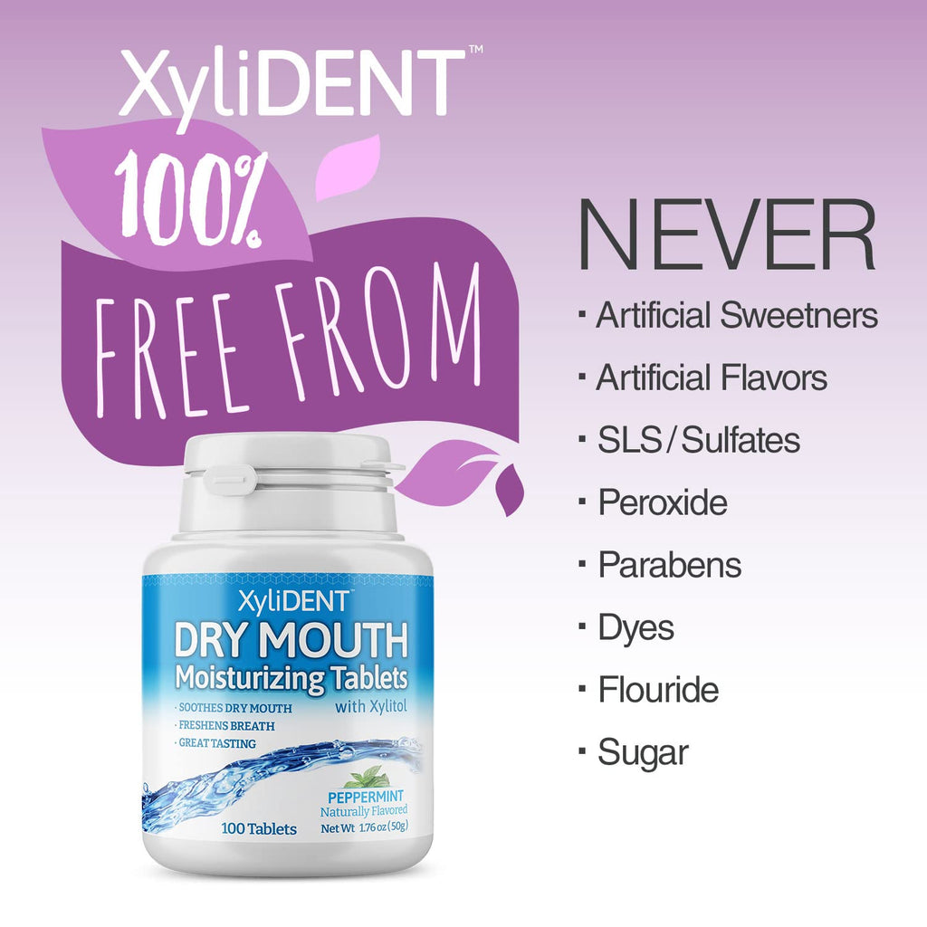 Nature's Stance XyliDENT Xylitol Tablets – Dry Mouth Relief, Fresh Breath, Peppermint, 100 Count per Pack, Pack of 2