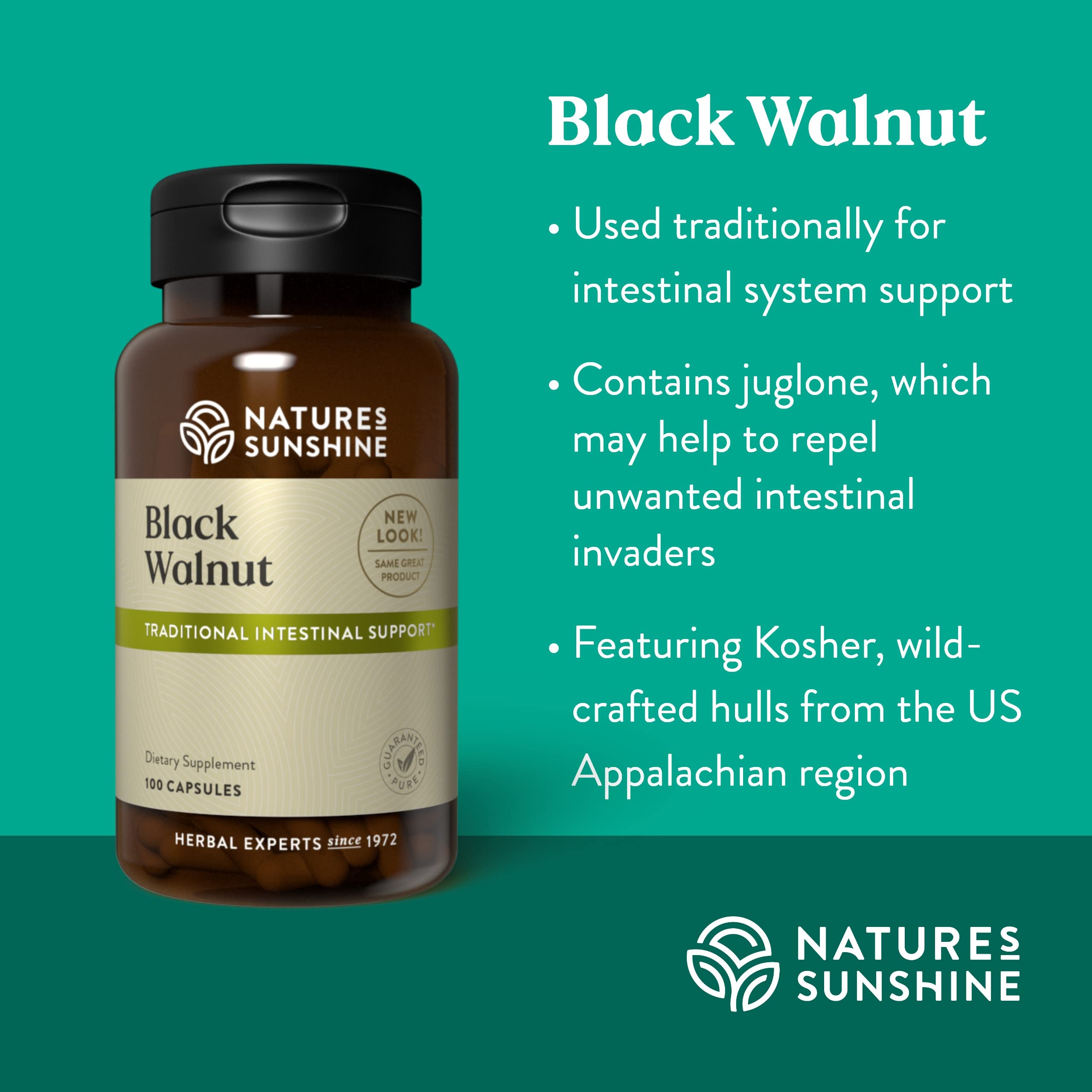 Nature's Sunshine Black Walnut 100 Capsules - All-Natural Herbal Support