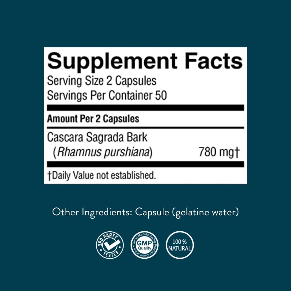 Nature's Sunshine Cascara Sagrada Capsules — Intestinal Support & Healthy Colon (100 capsules)