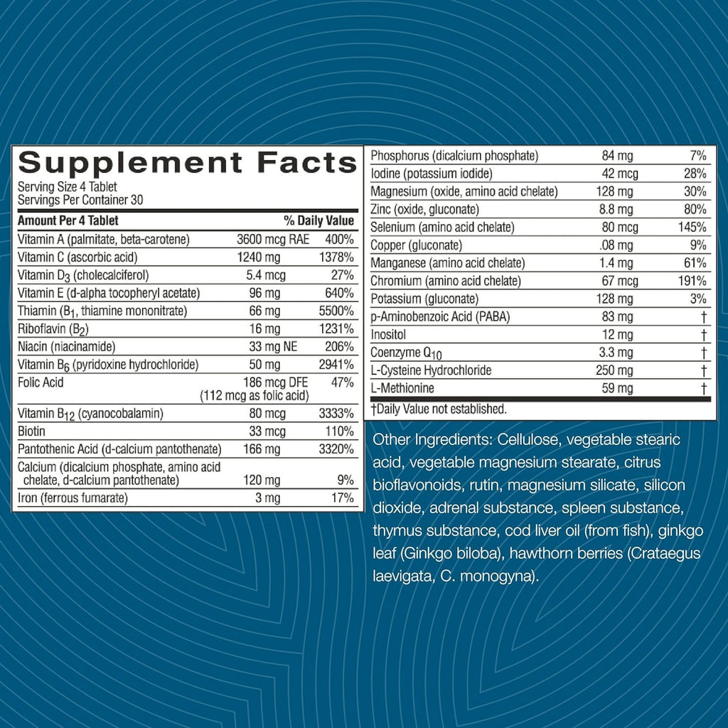 Nature's Sunshine Mega-Chel 120 Tablets – Complete Vitamin with Antioxidants, Herbs & Minerals for Circulatory Support
