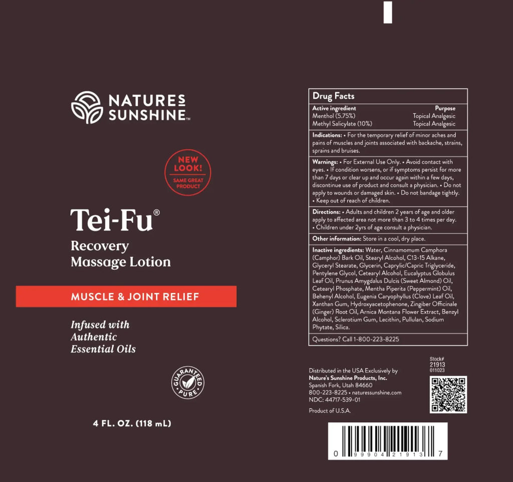 Nature's Sunshine Tei-Fu Recovery Massage Lotion with Essential Oils