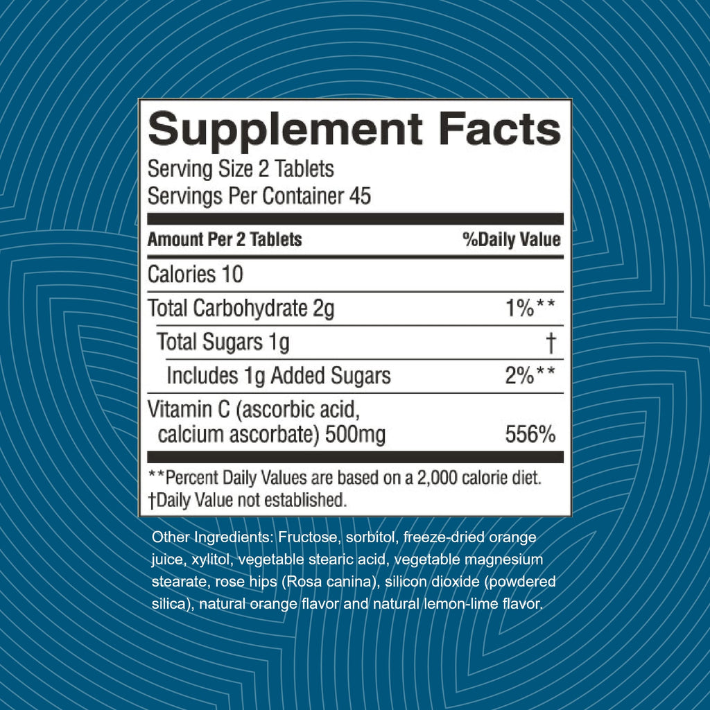 Nature's Sunshine Chewable Vitamin C 250mg – 90 Tablets | Immune Support