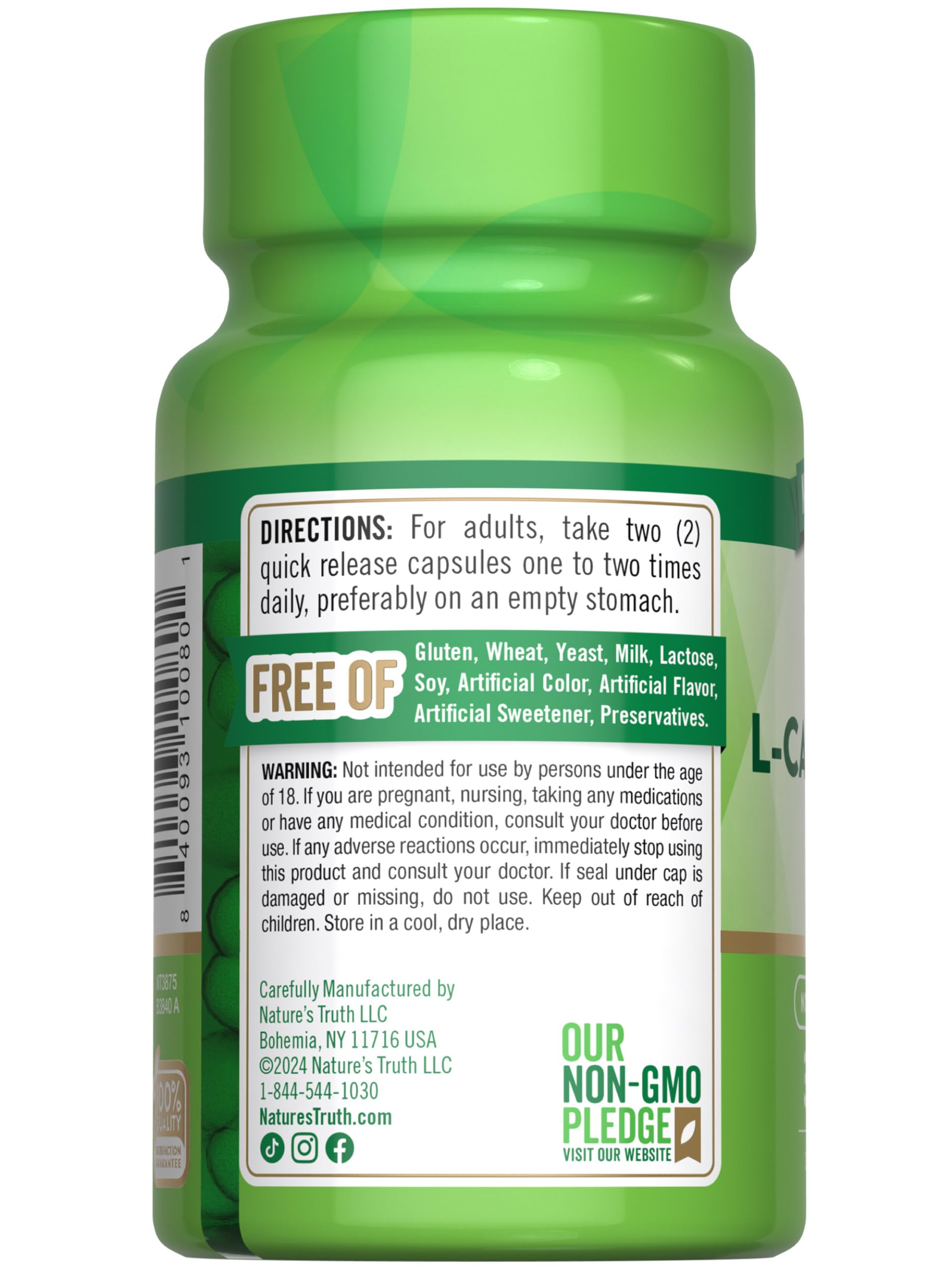Nature's Truth Acetyl L-Carnitine 1000mg | 30 Capsules | Super Strength | Non-GMO & Gluten Free ALCAR Supplement