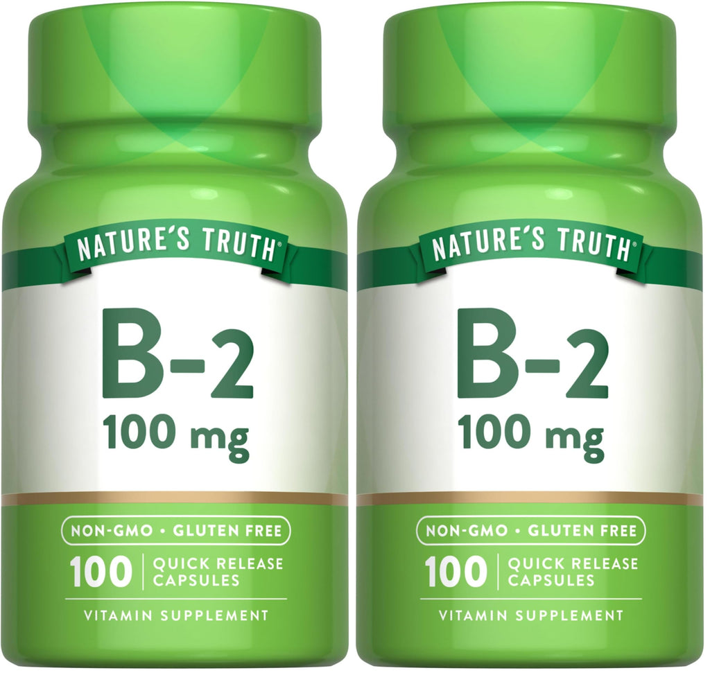 Nature's Truth B2 Vitamin 100mg - 100 Capsules | Non-GMO & Gluten Free Riboflavin (Pack of 2)