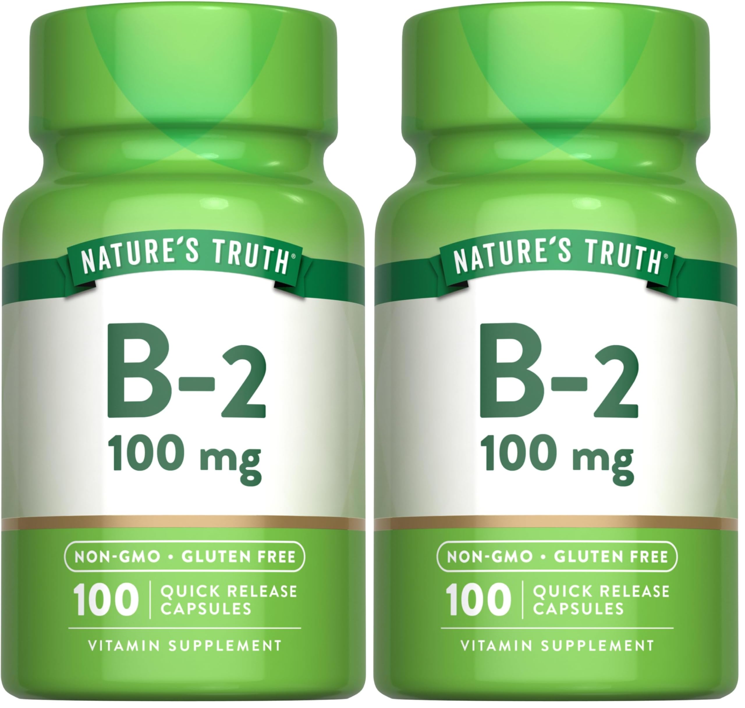 Nature's Truth B2 Vitamin 100mg - 100 Capsules | Non-GMO & Gluten Free Riboflavin (Pack of 2)