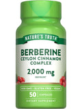 Nature's Truth Berberine with Ceylon Cinnamon Complex - 2,000mg, 50 Vegan Capsules | Vegan, Non-GMO, Gluten Free