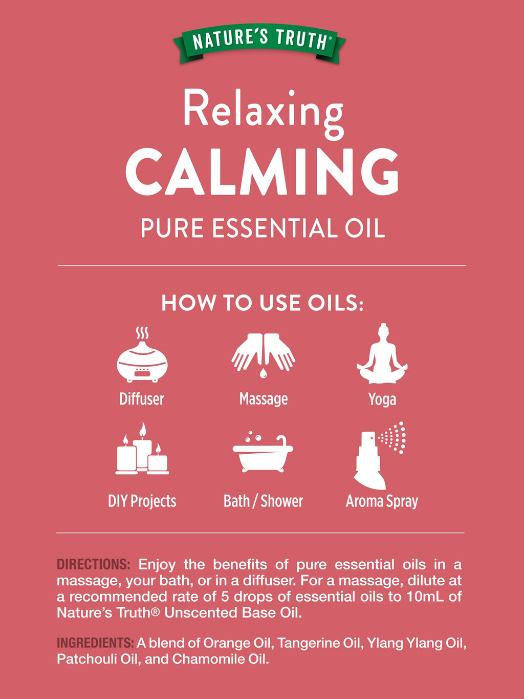 Nature's Truth Calming Pure Essential Oil - 15 mL | Diffusers & Aromatherapy | Plant Based, Non-GMO & Gluten Free
