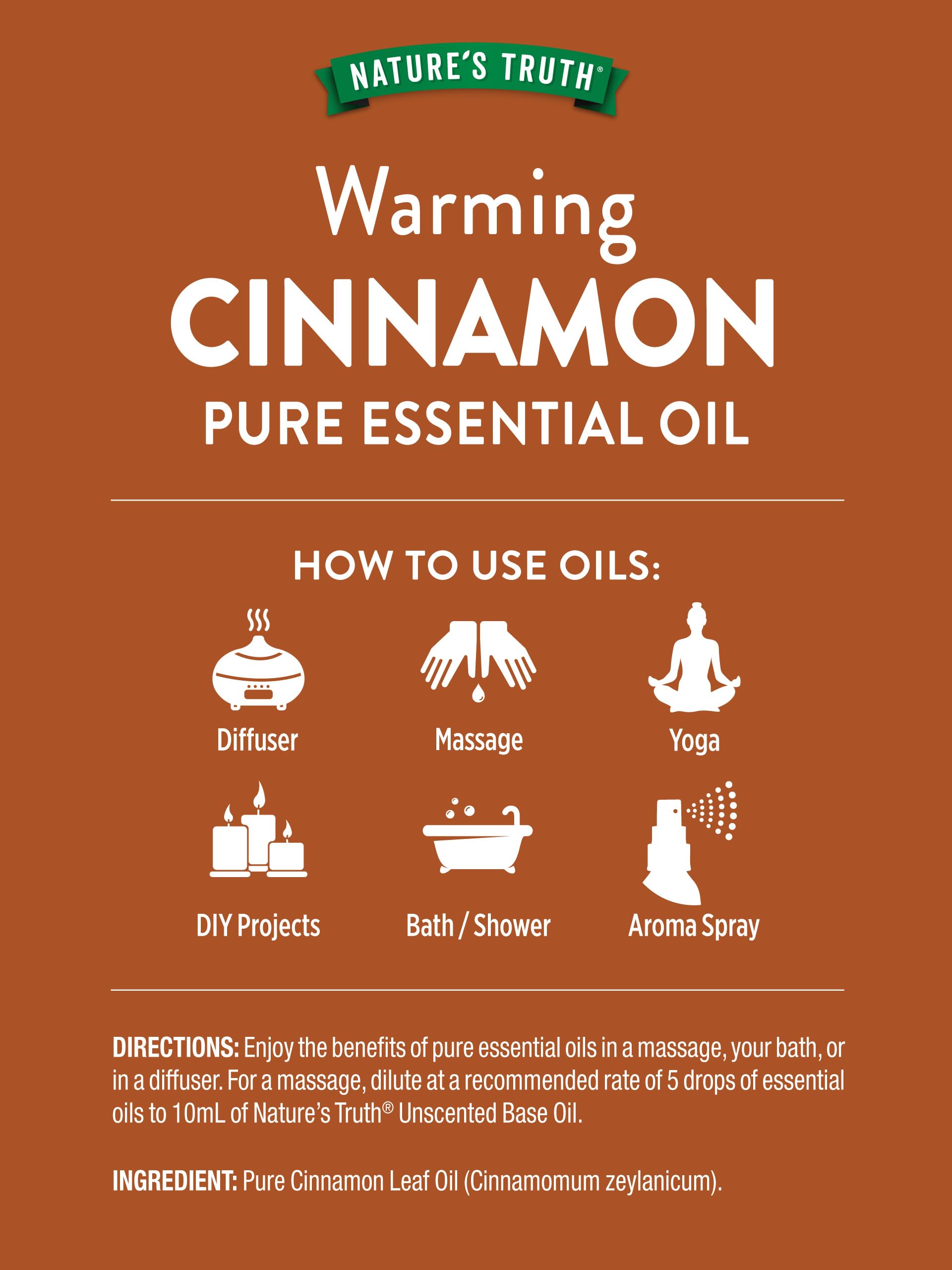 Nature's Truth Cinnamon Essential Oil - 15 mL | Diffuser & Aromatherapy