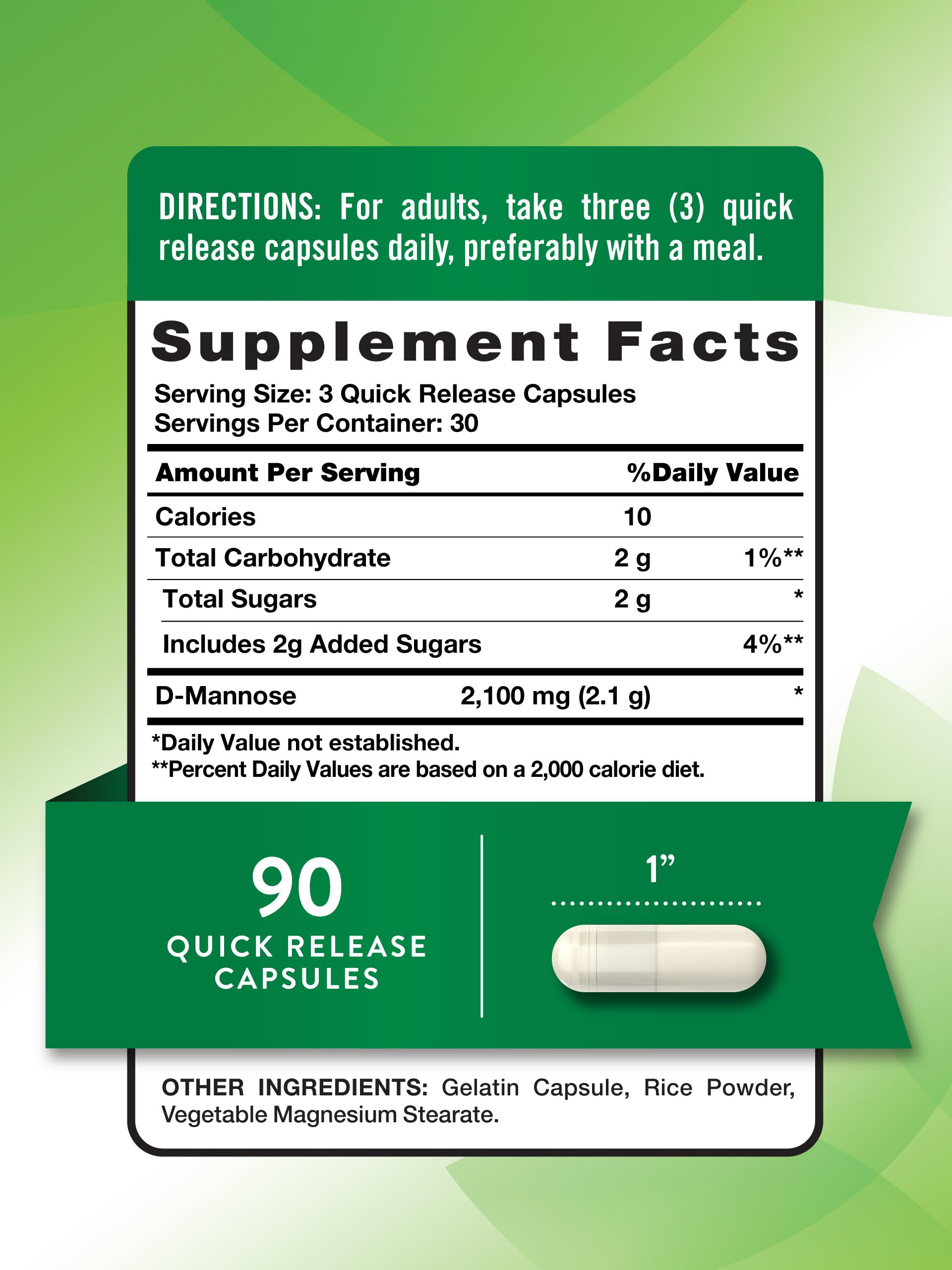 Nature's Truth D-Mannose Capsules | 2100mg | 90 Pills | Non-GMO & Gluten Free Supplement (Pack of 2)