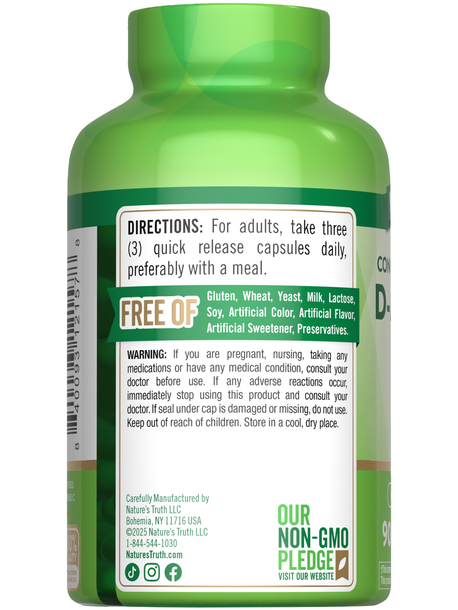 Nature's Truth D-Mannose Capsules | 2100mg | 90 Pills | Non-GMO & Gluten Free Supplement (Pack of 2)