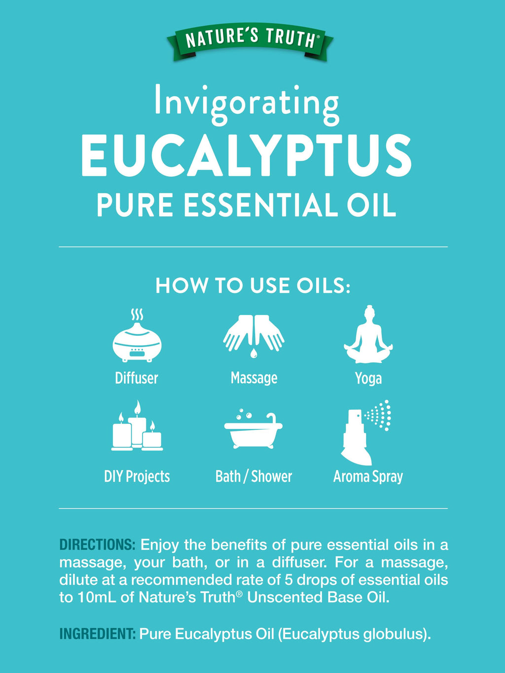 Nature's Truth Eucalyptus Essential Oil 15 mL - Diffuser, Aromatherapy, Massage