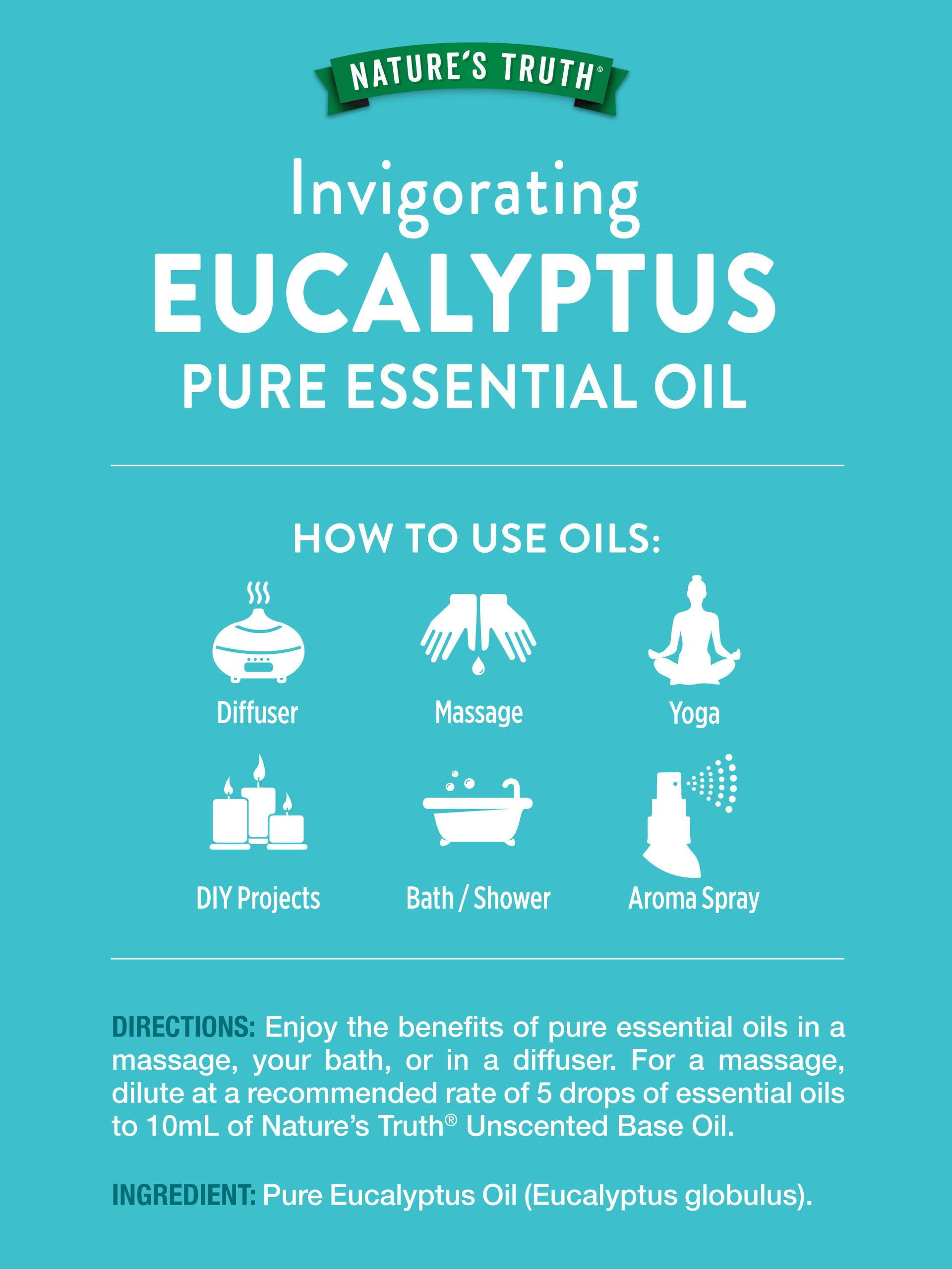 Nature's Truth Eucalyptus Essential Oil 15 mL - Diffuser, Aromatherapy, Massage