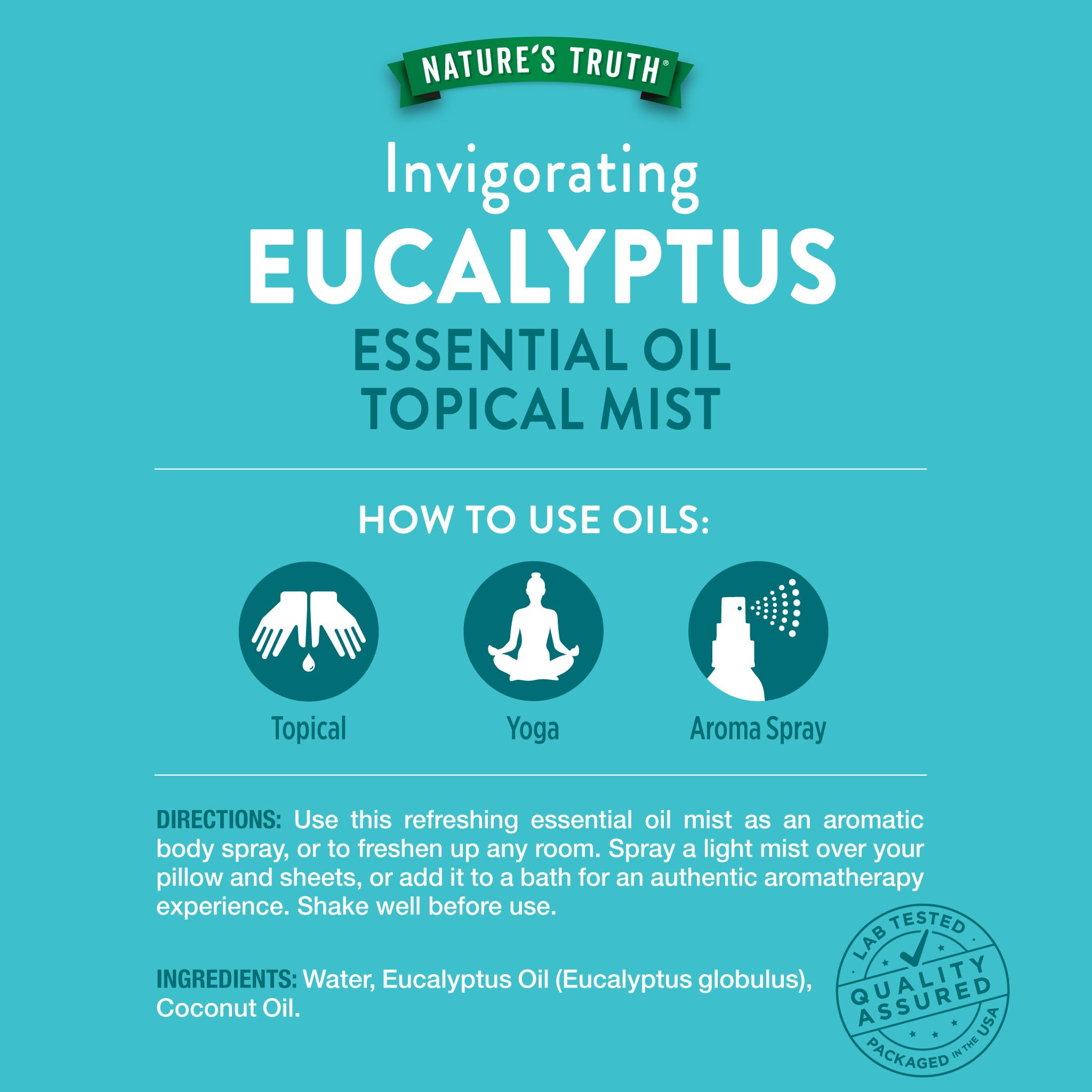 Nature's Truth Eucalyptus Mist Spray 2.4 oz – Pure Eucalyptus Oil for Aromatherapy