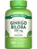 Nature's Truth Ginkgo Biloba 120mg with Bacopa – 200 Quick Release Capsules | Standardized Extract, Non-GMO & Gluten Free