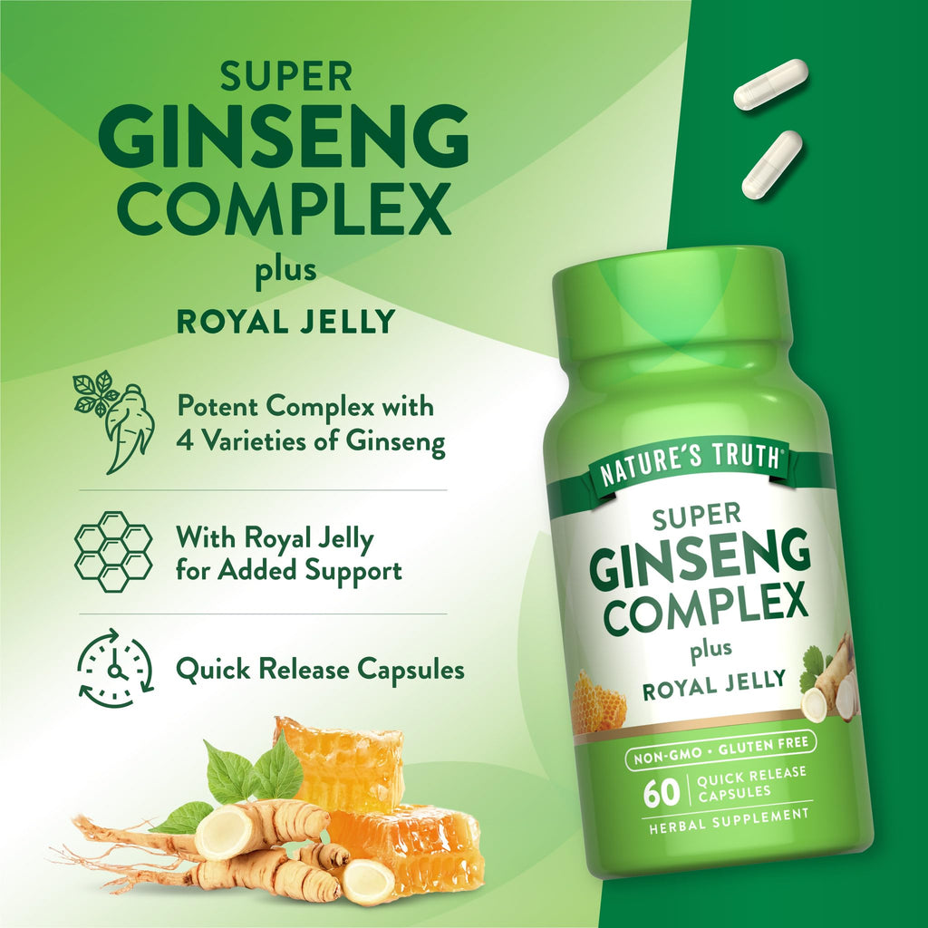 Nature's Truth Super Ginseng Complex | 60 Capsules | Royal Jelly Included | Non-GMO & Gluten Free