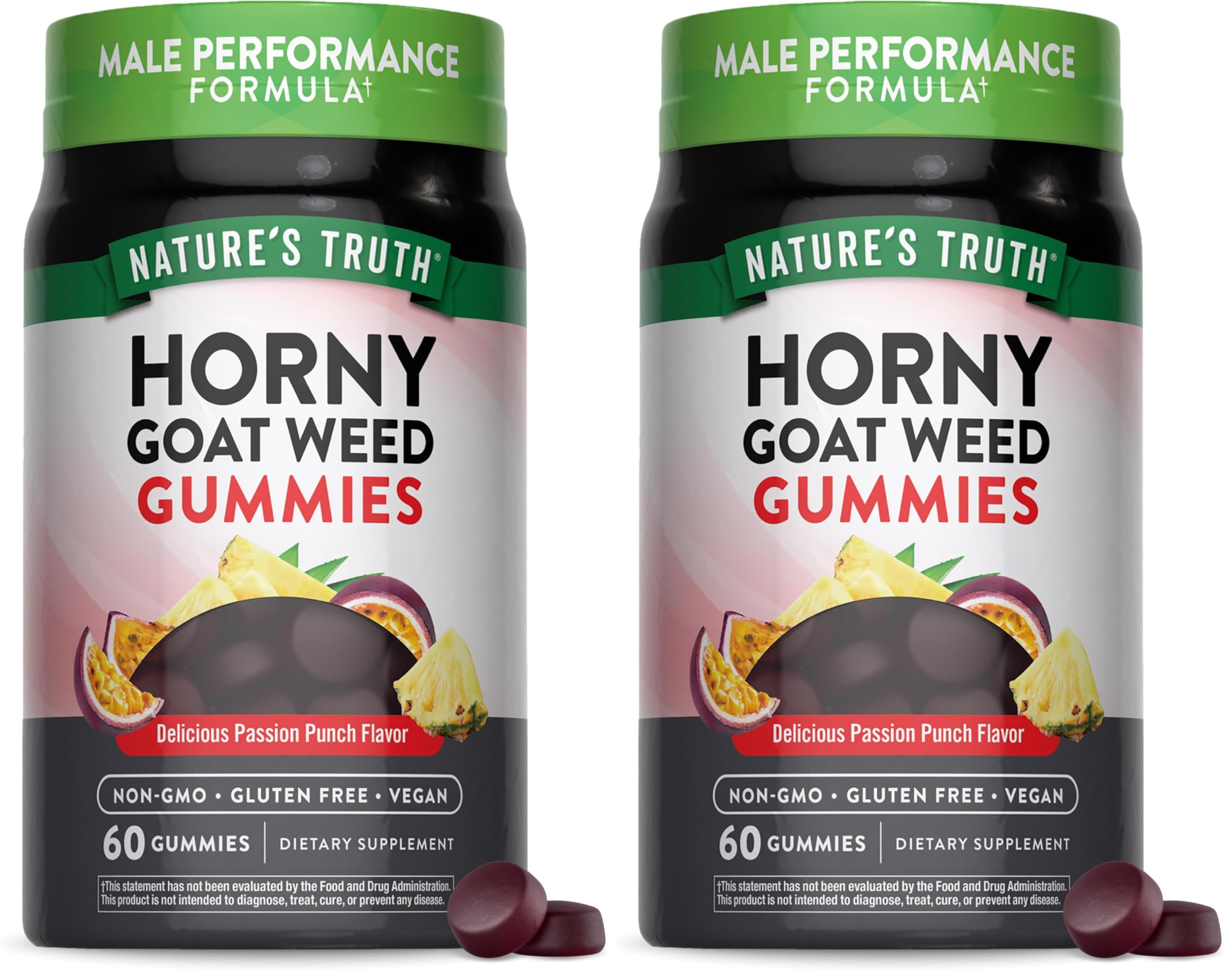 Nature's Truth Horny Goat Weed Gummies with Maca Root | Vegan, Gluten Free for Men | Passion Punch (Pack of 2)