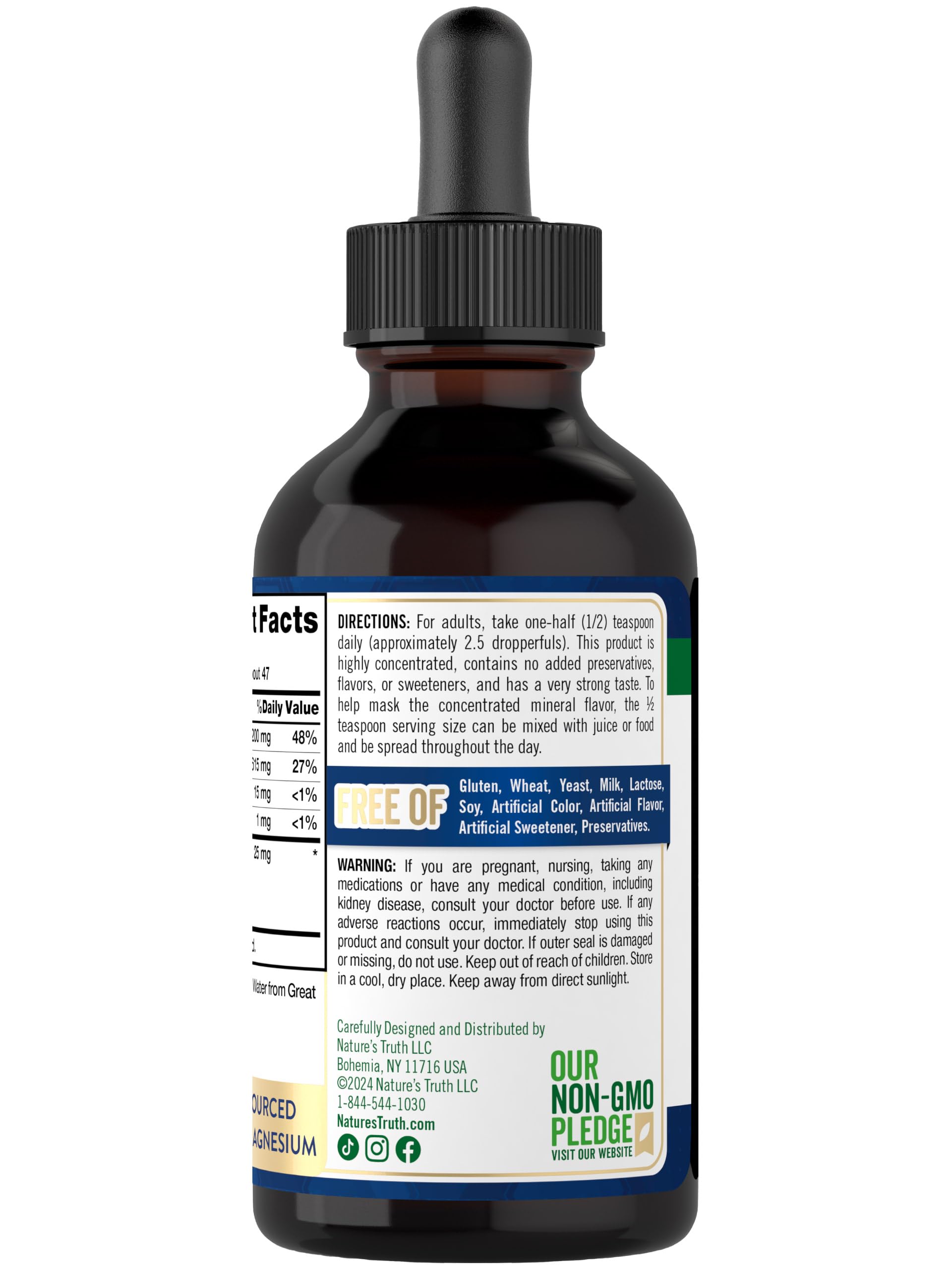 Nature's Truth Ionic Magnesium Liquid Drops – 200 mg, 4 oz | Electrolytes & Trace Minerals, Vegan, Non-GMO, Gluten Free