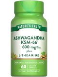 Nature's Truth KSM-66 Ashwagandha with L-Theanine | 60 Caplets | Vegan, Non-GMO, Gluten Free