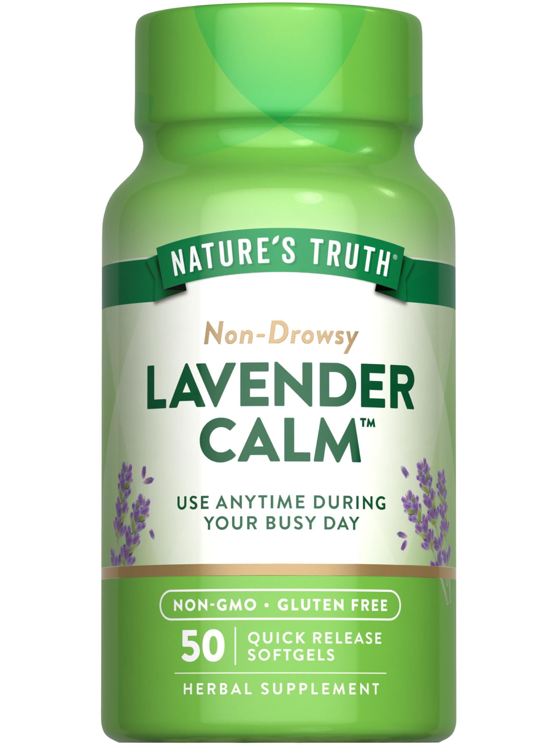 Nature's Truth Lavender Calm Softgels | 50 Count | Non-Drowsy, Non-GMO, Gluten Free