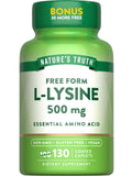 Nature's Truth L-Lysine 500mg | 130 Coated Caplets | Free Form | Essential Amino Acid | Vegan, Non-GMO, Gluten Free