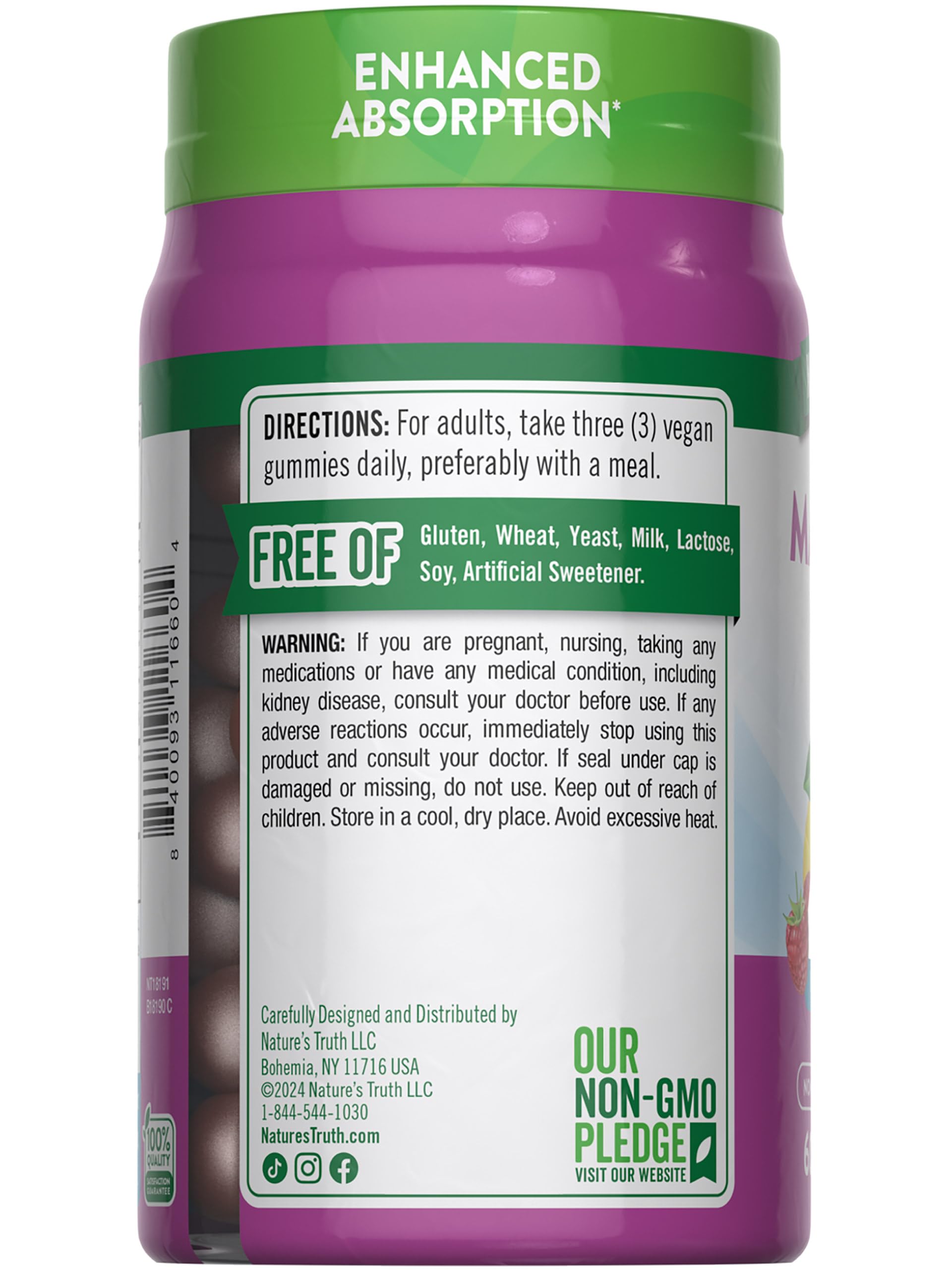 Nature's Truth Magnesium Gummies for Adults – 200 mg, 60 Count (Pack of 2) | Vegan, Non-GMO & Gluten Free