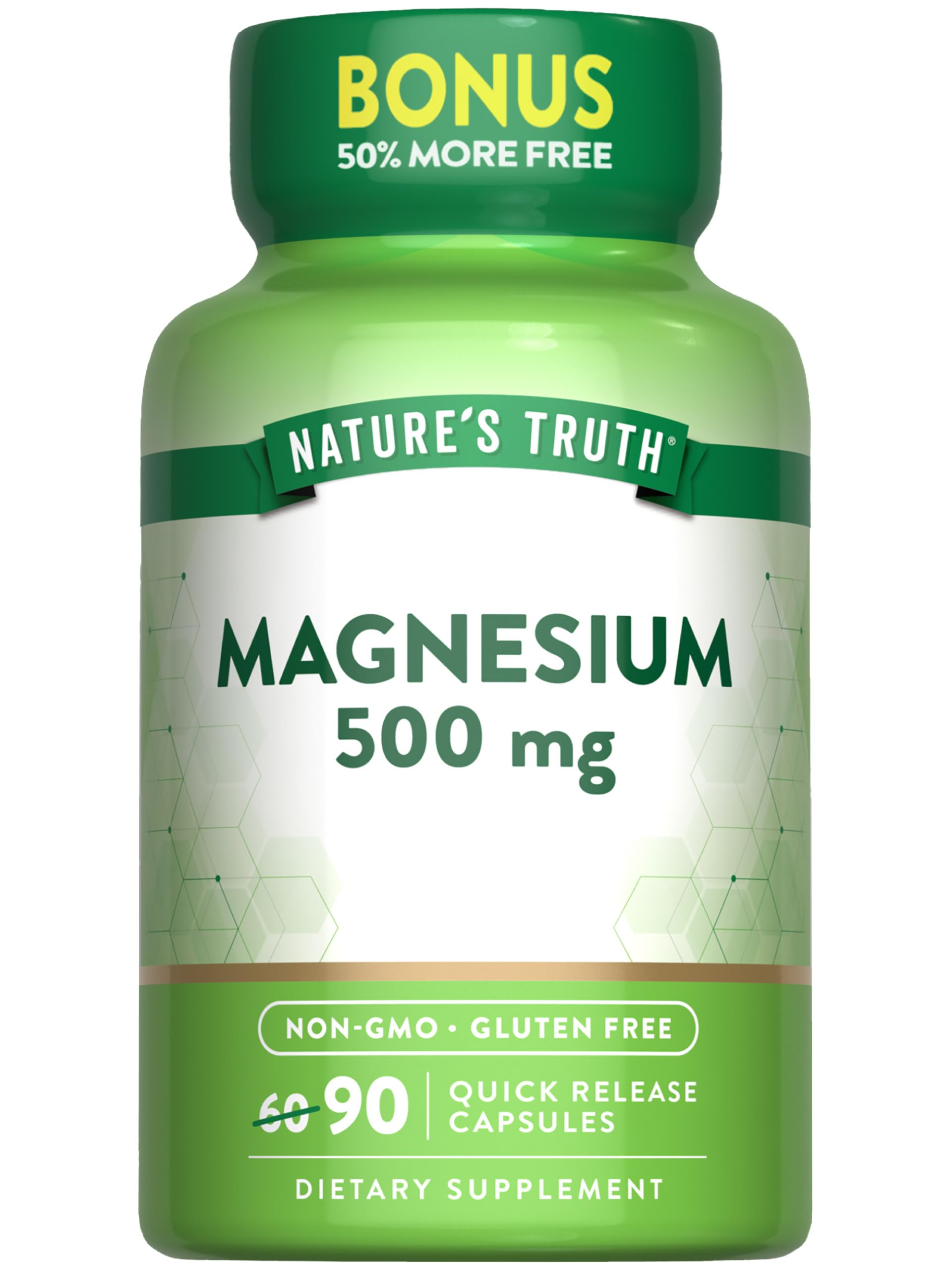 Nature's Truth Magnesium Oxide 500mg Capsules – 90 Count | Non-GMO & Gluten Free High Strength